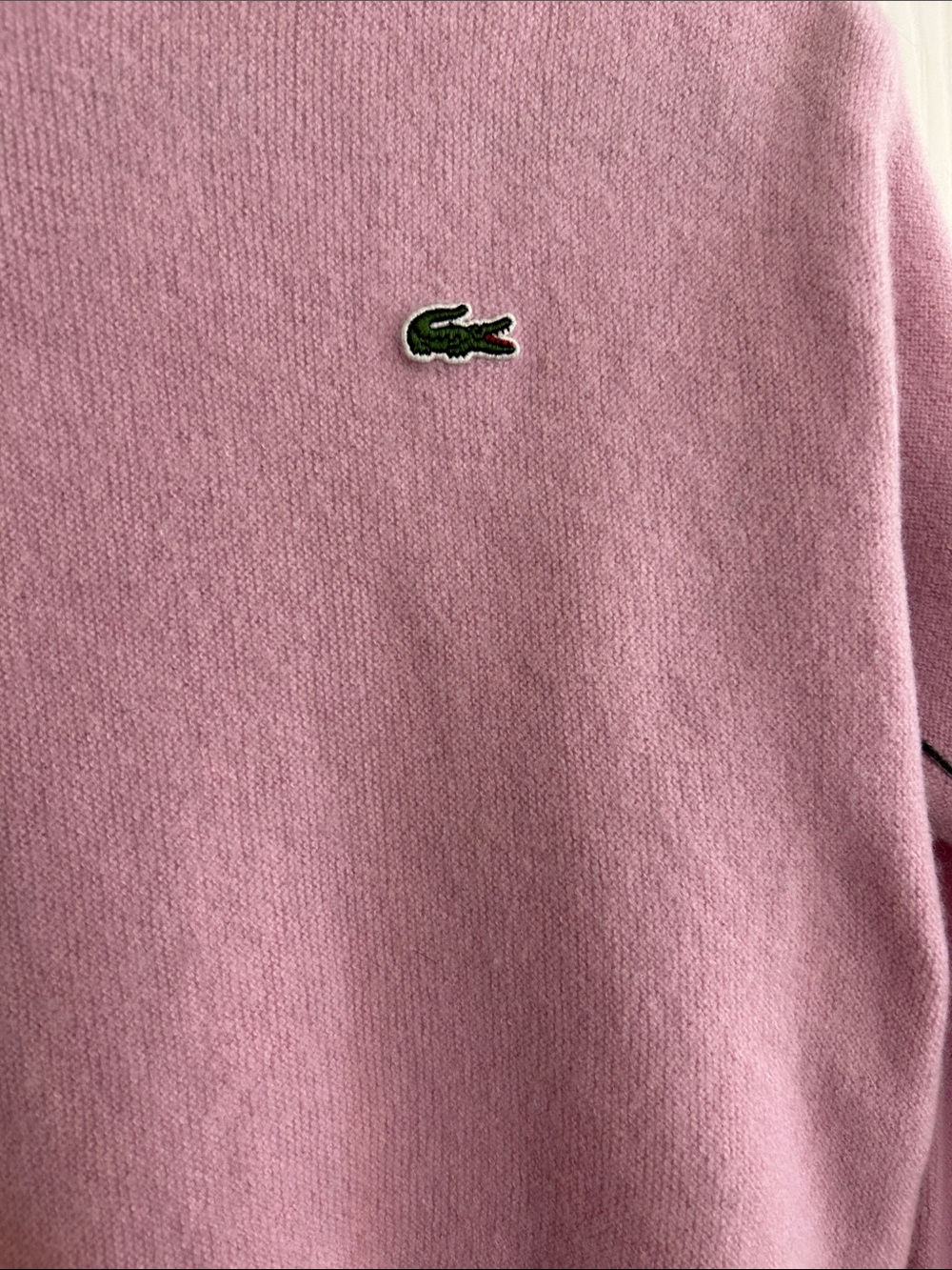 Lacoste 100% Wool Sweater Pink | Classic Crocodile Logo Knit Pullover like new - Picture 3 of 11